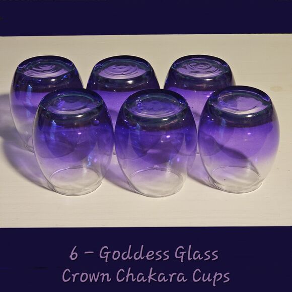 Purple Ombre Glassware Goddess Priestess 6oz Cups Crown Ritualware Set of 6 - Picture 1 of 10